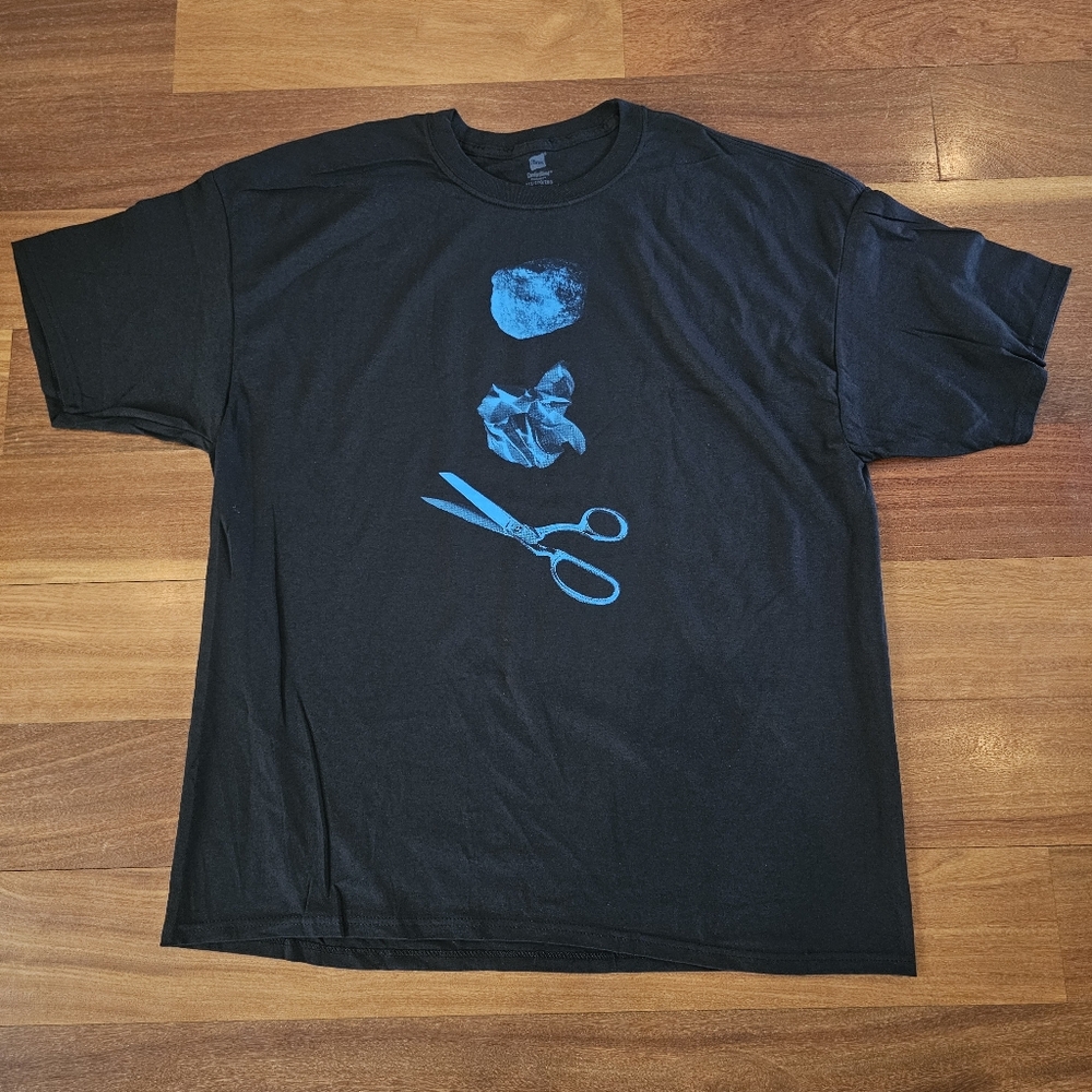 Sting & Peter Gabriel Rock Paper Scissors Tour Tee Black T-Shirt Size XXL 2XL
